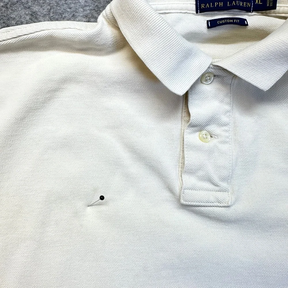 Polo Ralph Lauren Polo Shirt Mens XL Cream Cotton Pique Short Sleeve